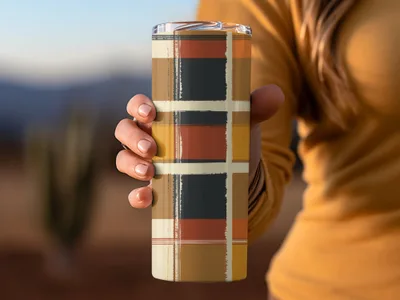 Retro Plaid Pattern Thermal Drink Tumbler