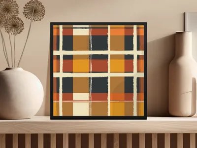 Rustic Fall Plaid Patterned Wall Art for Home Decor