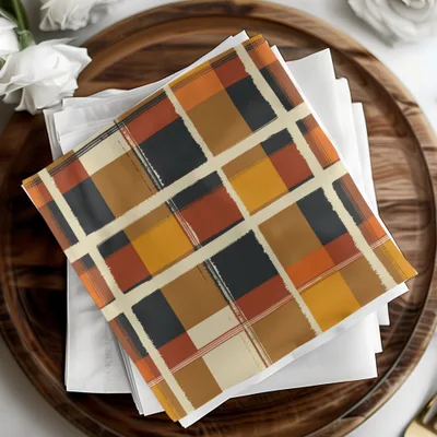 Vibrant Plaid Patterned Decorative Paper Napkin Set