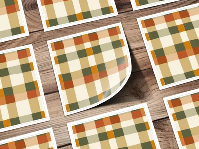 Colorful Plaid Pattern Sticker for Versatile Craft Projects