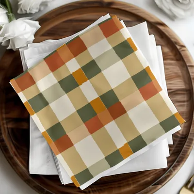 Autumn Checkered Rustic Plaid Napkin Home Decor Item