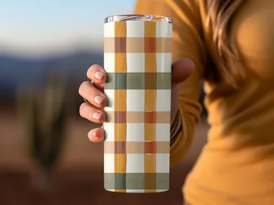 Stylish Plaid Patterned Insulated Tumbler Product