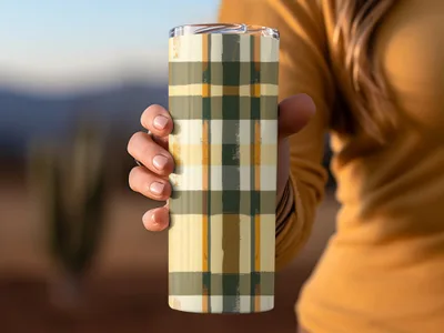 Stylish Plaid Pattern Insulated Travel Tumbler Product
