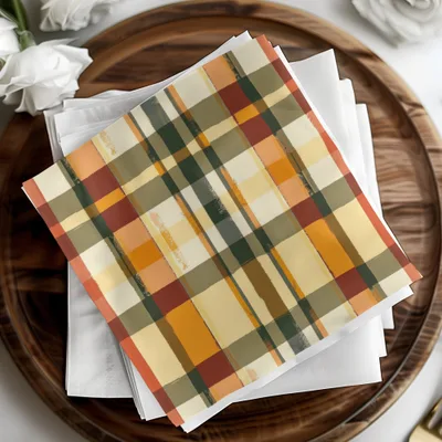 Autumn Plaid Patterned Decorative Napkin Set Product