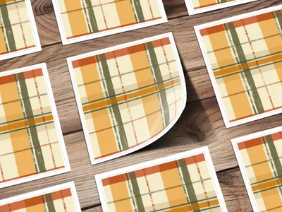 Vintage Style Plaid Pattern Decorative Sticker Set