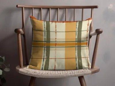 Stylish Orange and Green Plaid Pattern Pillow