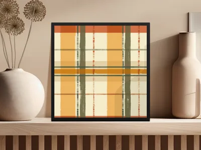 Abstract Colorful Plaid Pattern Wall Art Print Decor