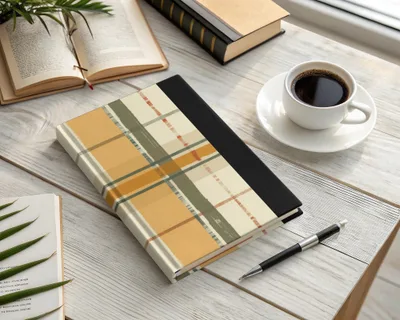 Elegant Orange and Green Plaid Notebook for Daily Use
