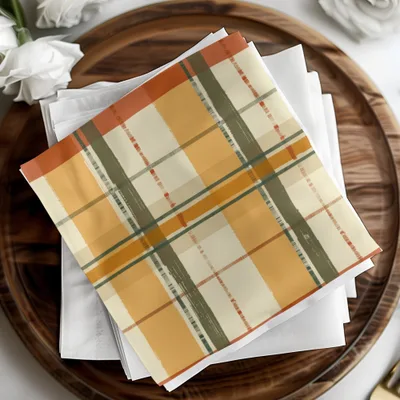 Stylish Rectangular Plaid Patterned Table Napkin