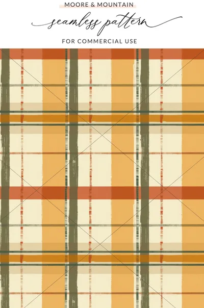 Orange and Beige Plaid Seamless Pattern Design