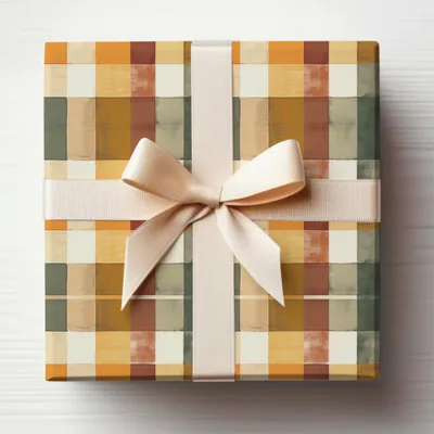 Checkered Gift Box with Elegant Ribbon product