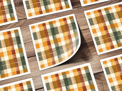 Vibrant Plaid Pattern Sticker Sheet Set for Crafting