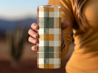 Colorful Plaid Thermal Insulated Travel Mug
