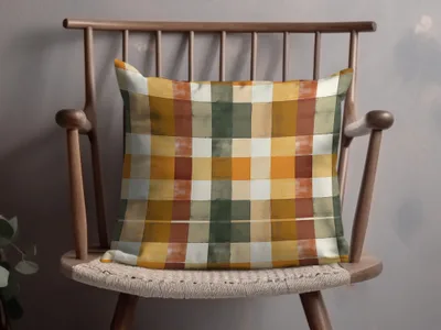 Colorful Geometric Plaid Pattern Decorative Pillow