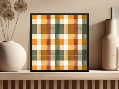 Colorful Abstract Checkered Art Print for Home Decor