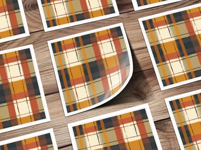 Vibrant Orange and Brown Plaid Pattern Sticker