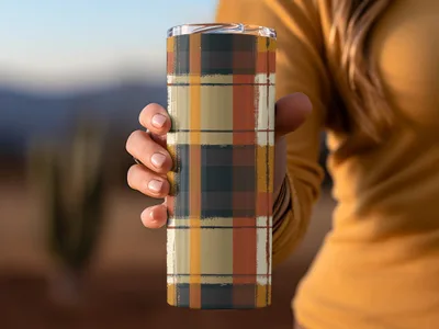 Plaid Patterned Insulated Travel Tumbler 20oz