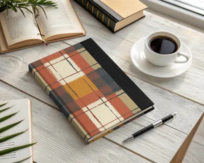 Stylish Plaid Design Hardcover Journal for Office Use