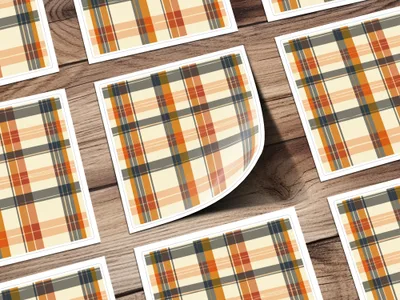 Autumn Plaid Pattern Sticker Sheets for Crafting Projects
