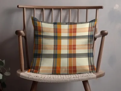 Cozy Autumn Plaid Pattern Throw Pillow Product