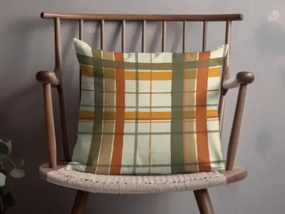 Autumn Colored Plaid Pattern Decorative Throw Pillow