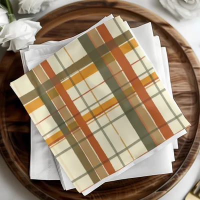 Vibrant Fall Plaid Design for Contemporary Napkin