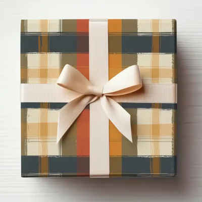 Plaid Pattern Gift Box with Elegant Bow Design