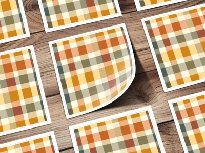 Autumn Colors Plaid Pattern Sticker Sheet for Crafts