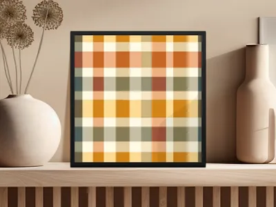 Autumn Plaid Pattern Wall Art Framed Artwork