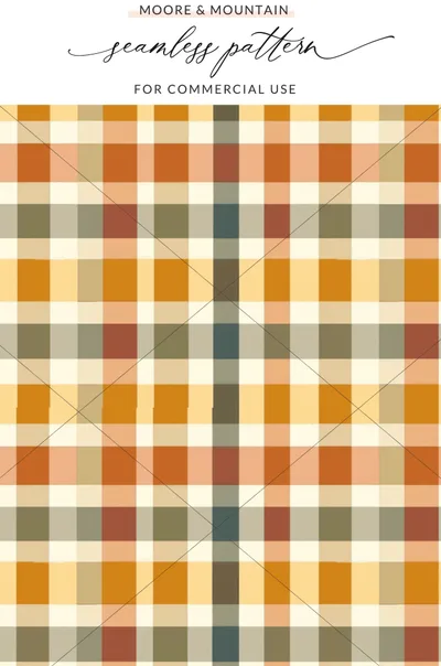 Orange and Green Plaid Seamless Pattern for Commercial Use