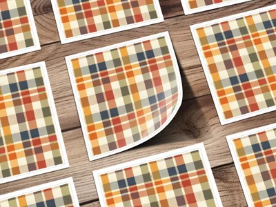Colorful Plaid Pattern Sticker Sheets for Crafts