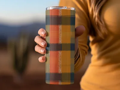 Multicolor Plaid Patterned Insulated Tumbler product
