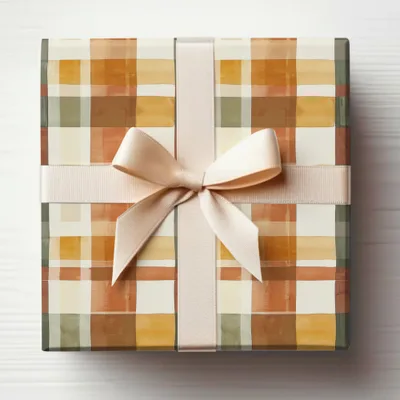 Elegant Plaid Pattern Gift Box with Ribbon