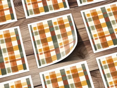 Autumnal Plaid Pattern Sticker Sheet Collection