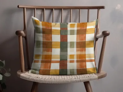 Modern Rustic Multicolor Plaid Decorative Cushion Pillow