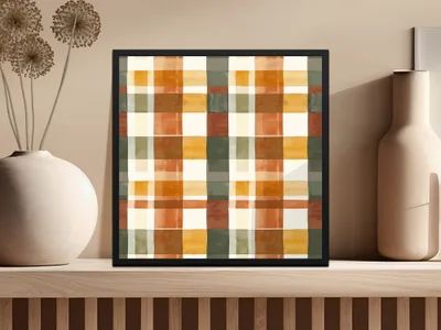 Colorful Plaid Pattern Framed Artwork for Home Decor