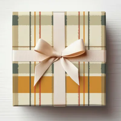 Elegant Plaid Checkered Gift Wrap with Bow Box
