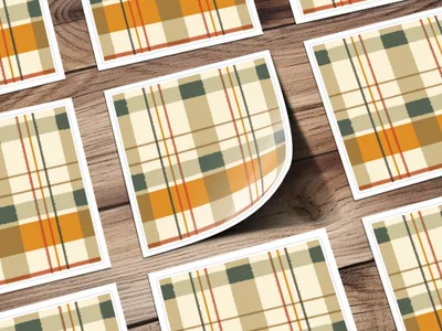 Autumn Plaid Patterned Decorative Sticker Set