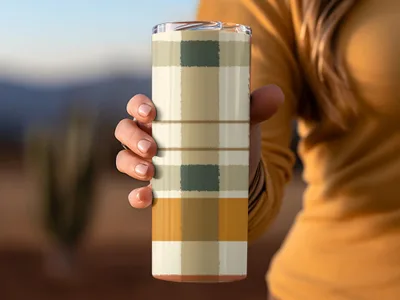 Stylish Striped Tumbler with Autumn Colors Design