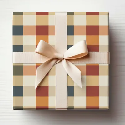 Elegant Checkered Gift Box with Ribbon for All Occasions