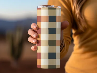 Colorful Plaid Insulated Travel Tumbler Cup for Drinks