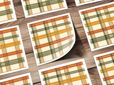 Fall Plaid Pattern Decorative Sticker Sheet Product
