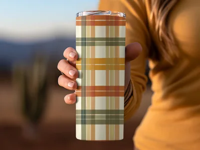 Stylish Insulated Tumbler with Modern Plaid Design