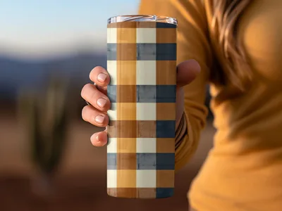Checkered Patterned Insulated Tumbler Drinkware Cup