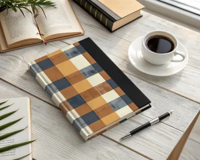 Checked Pattern Hardcover Journal for Desk Aesthetics