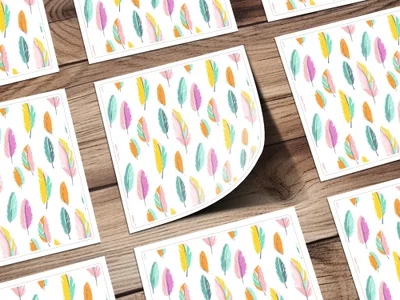 Seamless Feathers Pattern Vibrant Colored Feather Arrangement Design Digital - Moore and Mountain