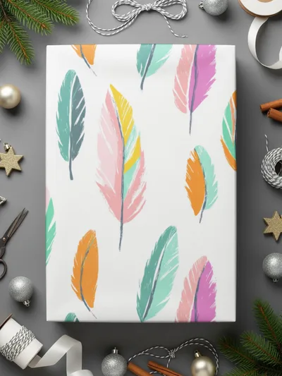 Seamless Feathers Pattern Vibrant Colored Feather Arrangement Design Digital - Moore and Mountain