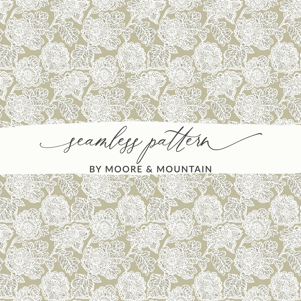 Moore & Mountain Seamless Pattern Floral Design