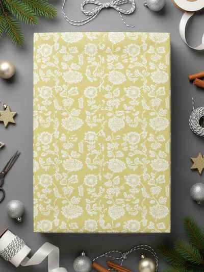 Elegant Yellow and White Floral Design Wrapping Paper