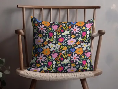 Vibrant Floral Pattern Decorative Accent Pillow